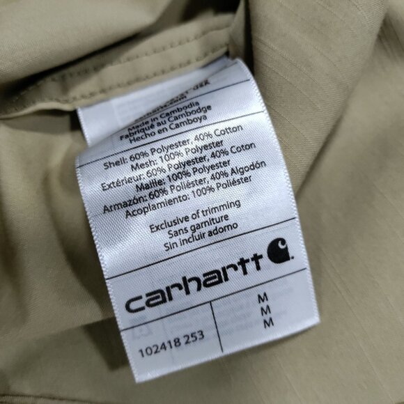 Carharrt Force Khaki Embroidered Logo Pockets Long Sleeve Button-Up Shirt Size M - Picture 11 of 15